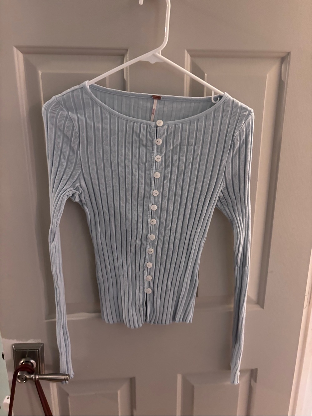 Free people Tilly long sleeved top light blue.